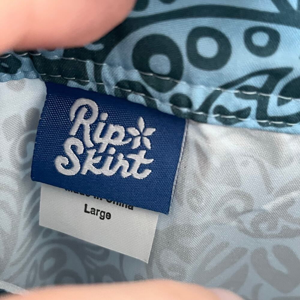 RipSkirt Hawaii Blue Tropical Floral Wrap Skirt w Pockets Size Large - Picture 6 of 8